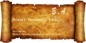 Bondi Annamária névjegykártya
